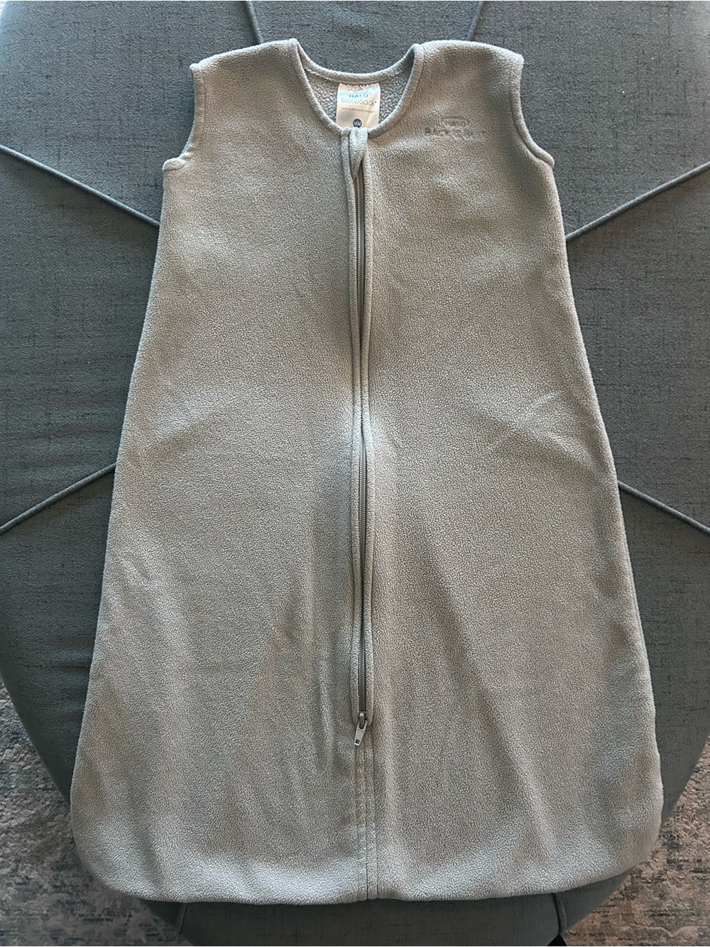 Halo Light Gray Fleece Sleeveless Baby Sleep Sack with Front Zip